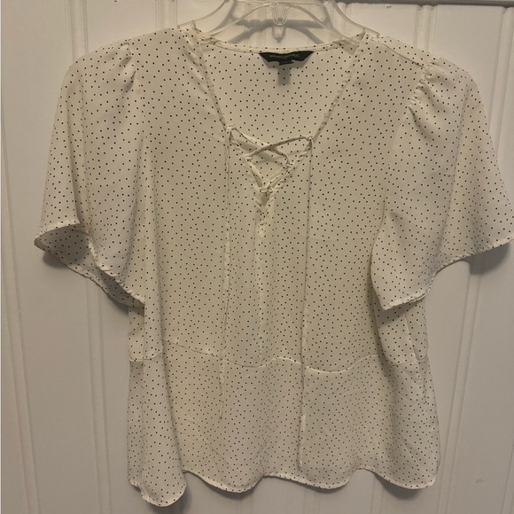 Off White Blouse with Black Polka Dots by Banana Republic- Size Medium - Picture 1 of 6